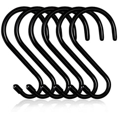 Baoswi 10 Pack Large Heavy Duty S Hooks 15 cm Black Rubber Coated Metal S Hook for Hanging, Non Slip Vinyl Coated Closet S Hooks Anti-Rust Hooks for Kitchen Bathroom Bedroom Office