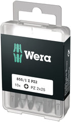 Wera 05072403001 Pozidriv Extra-Tough Bits 855/1 Z PZ1 x 25 mm, Pack of 10