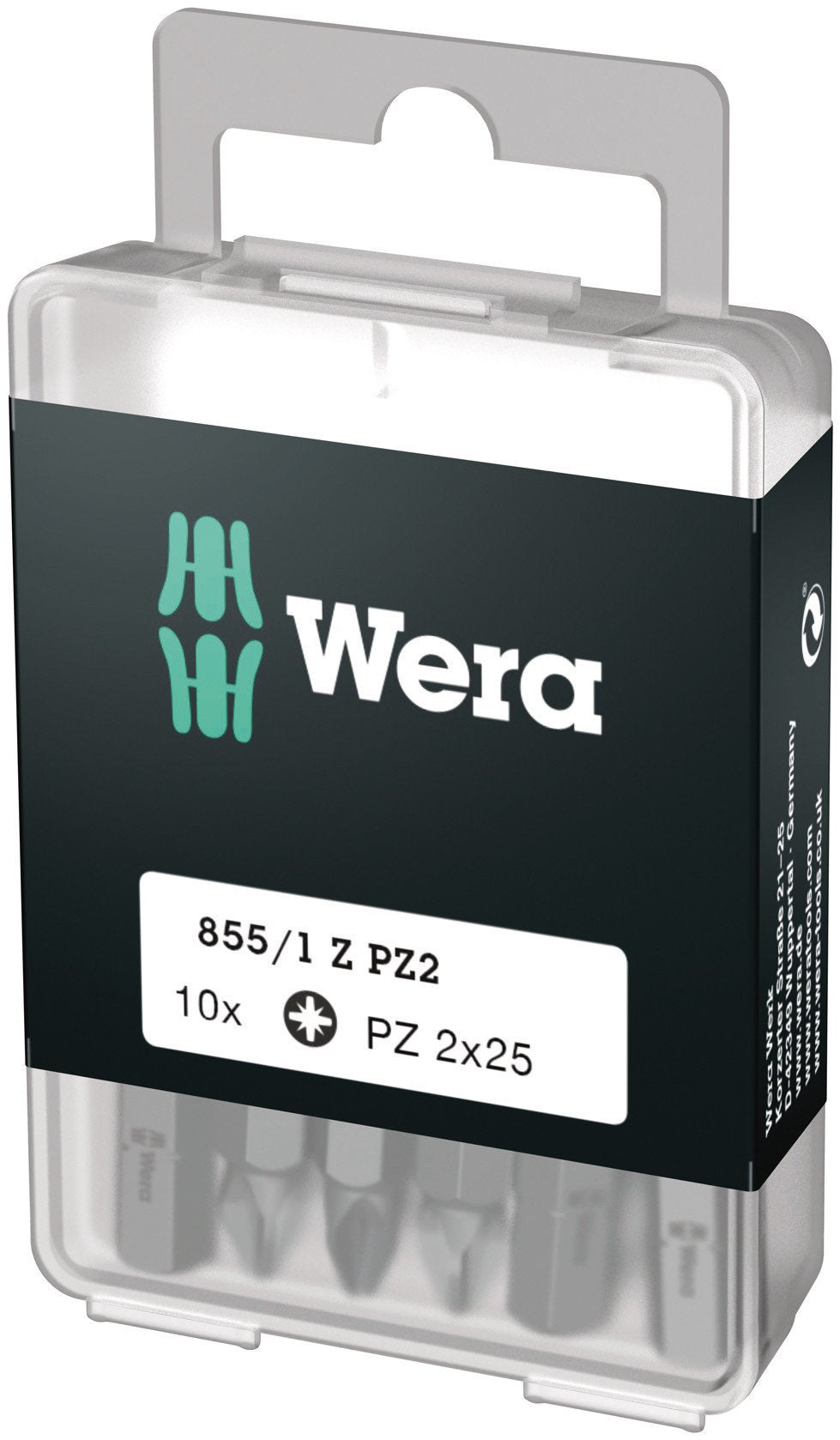 Wera 05072405001 Pozidriv Extra-Tough Bits 855/1 Z PZ3 x 25 mm, Pack of 10, Silver