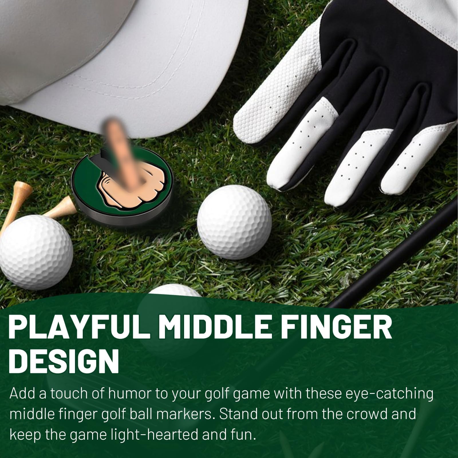 newhsy 2Pcs Magnetic Golf Ball Markers Hat Clip -Finger Salute- Funny Golf Ball Marker Golf Gift for Men Dad Husband Boyfriend Golfer Essential Accessory Present for Golfer