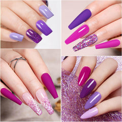 Yueshop 10 Colors Grape Purple Gel Nail Polish Set- Grape Purple Glitter Dark Purple Series Sparkle Gel Nail Polish Light Purple Diamond Nail Polish UV LED Lamp Nail Art Varnish For Salon&Home Use 8ml