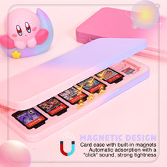 DLseego Game Card Case for Switch/Switch OLED/Switch Lite,Game Card Storage Holder with 24 Game Card Slots and 48 Micro SD Card Slots-Gradient Pink Purple