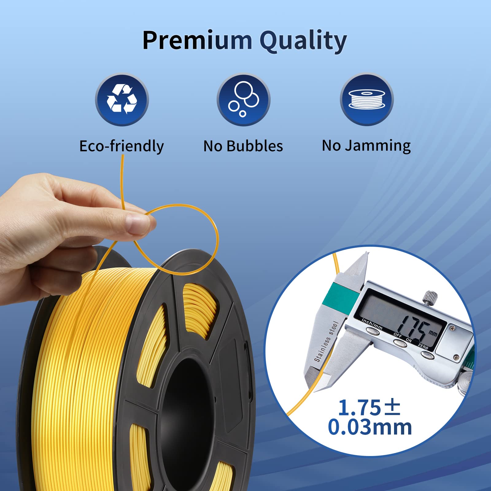 ANYCUBIC Silk PLA Filament 1.75mm, Light Gold Shiny Silk 3D Printer PLA Filament, 1kg(2.2Lbs)/Spool, Dimensional Accuracy and/- 0.03 mm