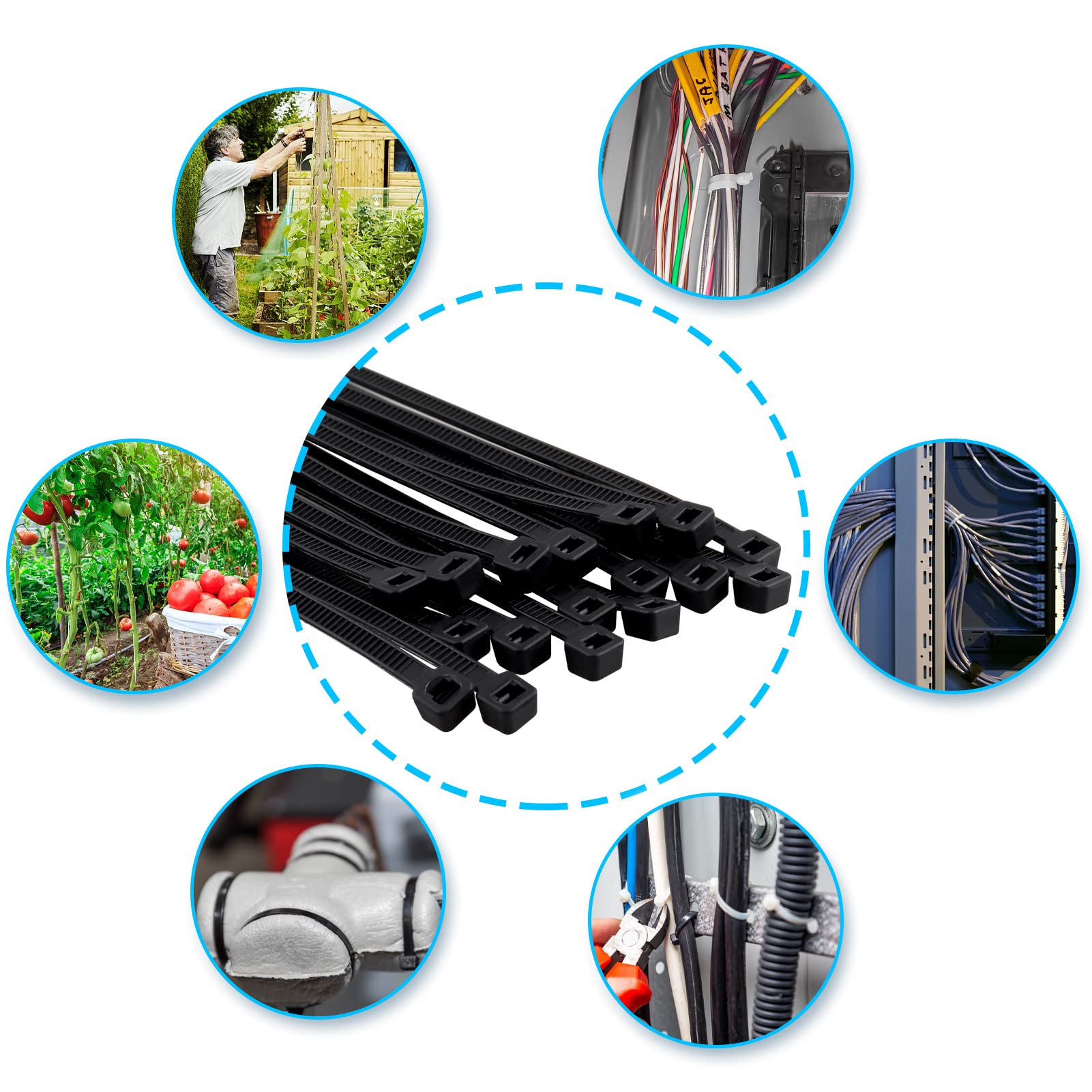 MEKEET Black Cable Ties 4 inch - 100mm x 2.5mm, Pack of 100, Small Nylon Zip Ties, Multi-Purpose Plastic Tie Wraps, Secure Self-Locking Mechanism, for Home, Garden, Office and DIY