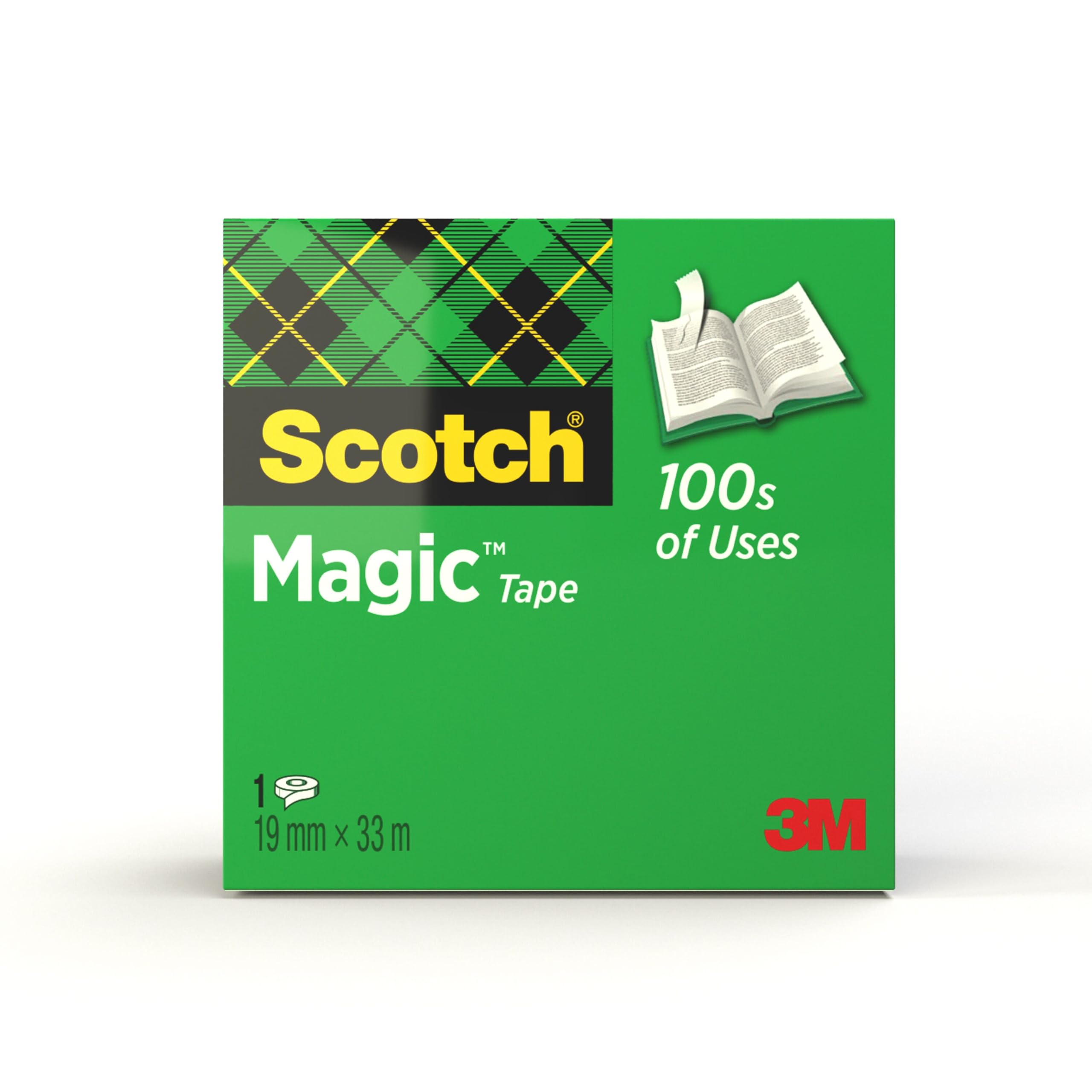 Scotch Magic Tape, 1 Roll , 19 mm x 33 m - General Purpose Sticky Tape for Document Repair, Labelling & Sealing