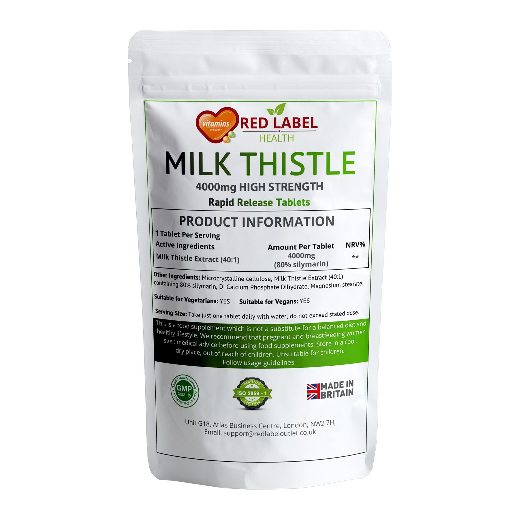 Milk Thistle Supplement 4000mg, 120 Tablets (4 Months Supply) Max Strength 80% Silymarin Supplement Just One a Day Milk Thistle for Men & Women Vegan, Vegetarian, Made in The UK