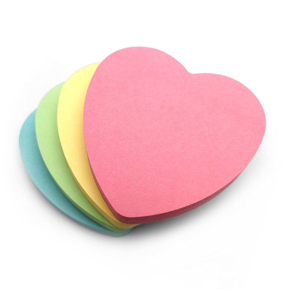 400 Heart Shaped Sticky Notes - Pastel Colours (76x76mm) - Colourful Removable Adhesive Memo Pads in Blue, Pink, Green, Yellow   Set of 4 Pads (100 Sheets Each)   Office, Home & School Use - 4 Packs