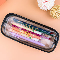 CHEERYMAGIC Clear Pencil Bag, Clear Exam Pencil Case, Waterproof PVC Zippered Comestic Storage Pouch, Travel Luggage Pouch Make up Cosmetic Bag (black)