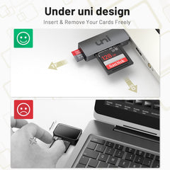 uni SD Card Reader 2-in-1, Memory Card Reader USB 3.0 [Aluminium, 2TB, 5Gbps] SD Card Adapter Reading Simultaneously for SD, TF, SDXC, SDHC, MMC, Micro SDXC, Micro SD, Micro SDHC