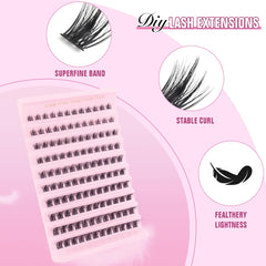 Sixstarhair Cluster Lashes D Curl 120 Clusters Individual Lashes 8-16mm Diy Individual Eyelashes Extenison Mega Volume Eyelash Clusters Natural Look Cat Eye Lash Extensions Diy at Home