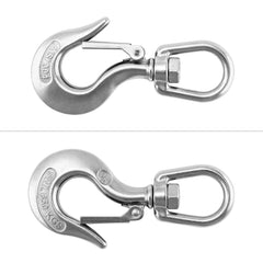 QWORK® Crane Lifting Hook with Latch, Swivel Eye Hook, Rigging Accessory 650kg (1400lb)