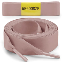 WEGOODZF Satin Ribbon Shoe Laces: 2CM Wide 120cm Long Pale Pinkish Grey Flat Silk Shoelaces for Women Girls 2 Pairs Replacement Shoelace for Trainers Boots Sneakers