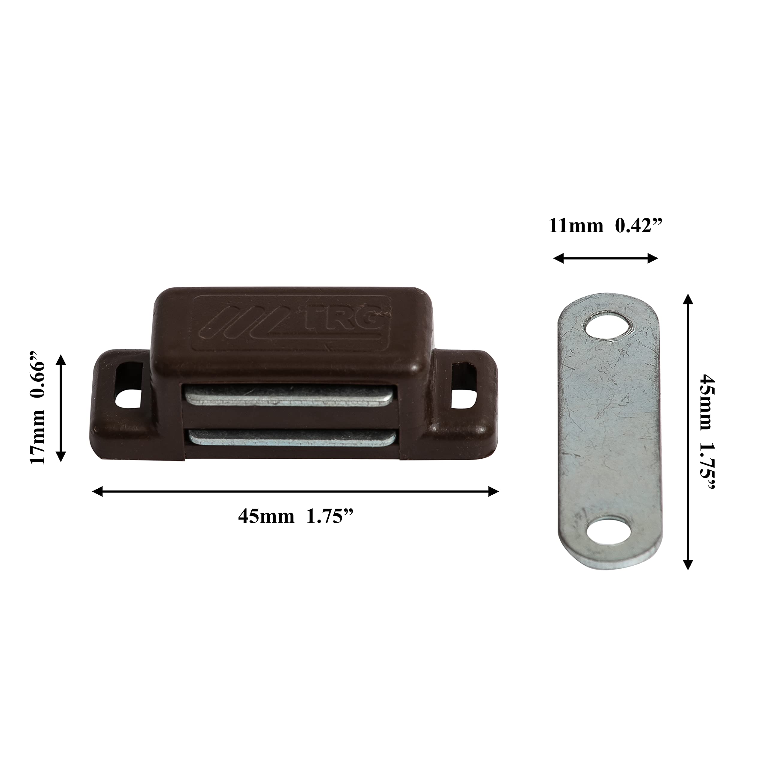 4xHeavy Duty Magnetic Door Catch Cupboard Cabinet Wardrobe Door Magnet Latch 6kg (Brown)