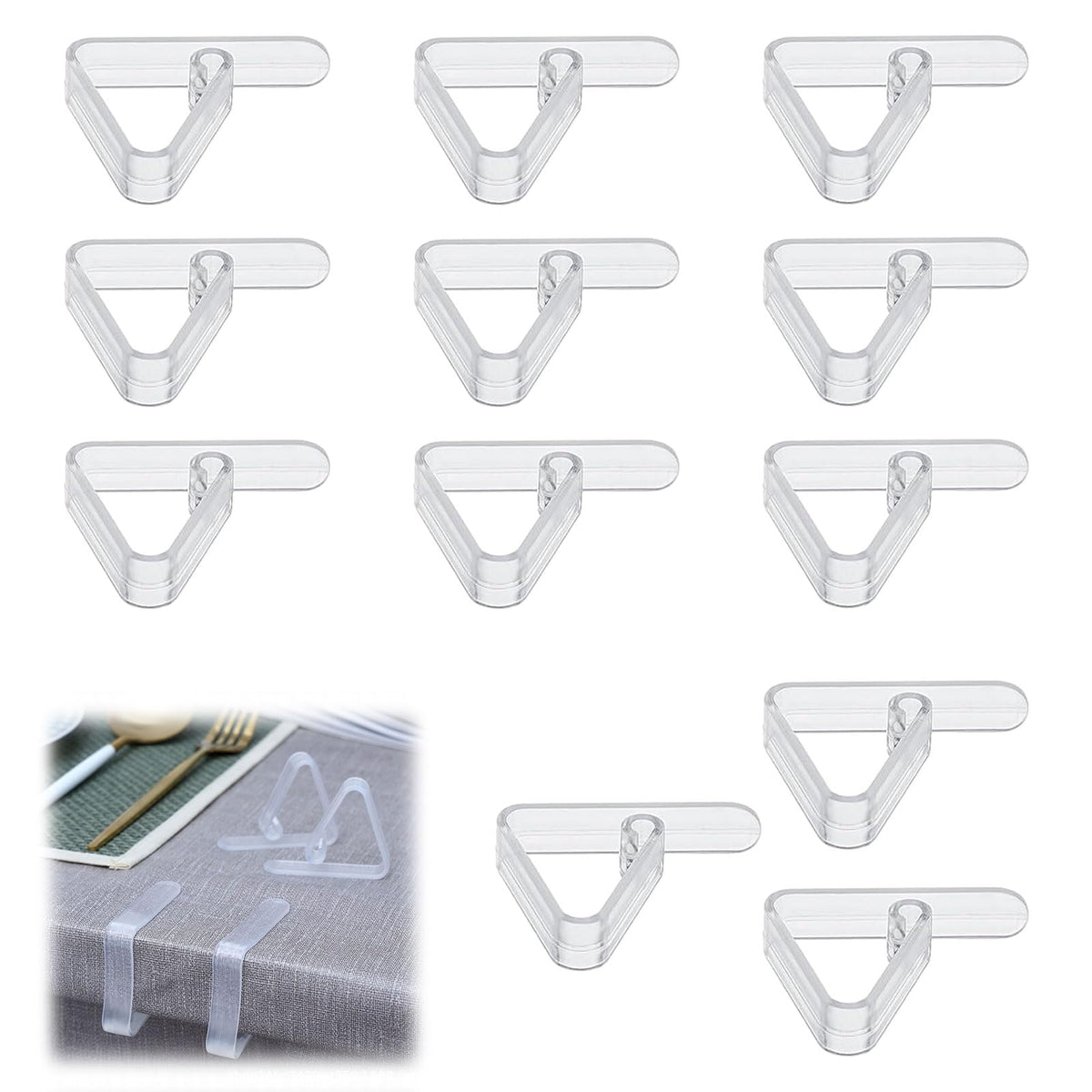 penmol 12PCS Table Cloth Holder Plastic Clips Transparent Tablecloth Fixing Clip Perfect for Indoor and Outdoor Use Table Cloth Clips for Outside Table Sturdy Tablecloth Fixing Clip Set