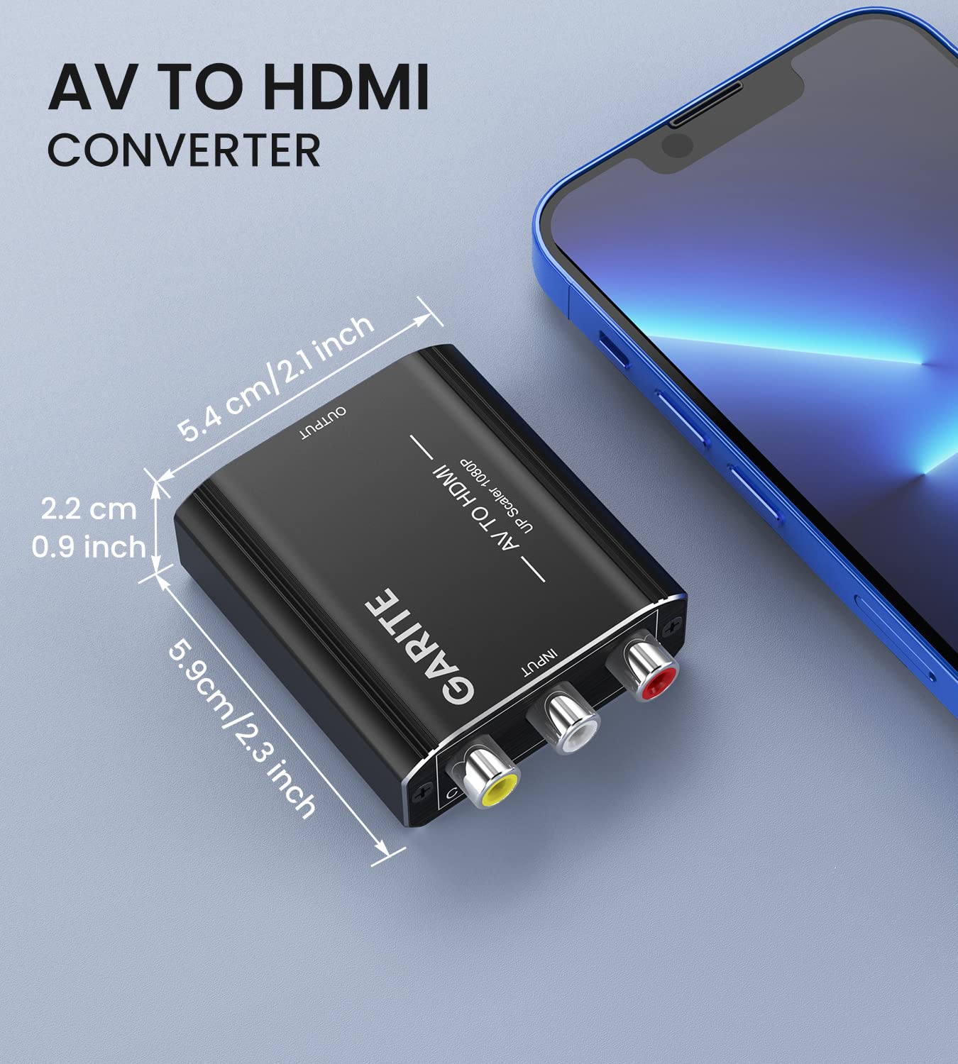 RCA to HDMI Converter, AV to HDMI Converter 1080P RCA Composite CVBS Adapter Support PAL/NTSC with USB Charge Cable for PC Laptop Xbox PS2 PS3 TV STB VHS VCR Camera DVD