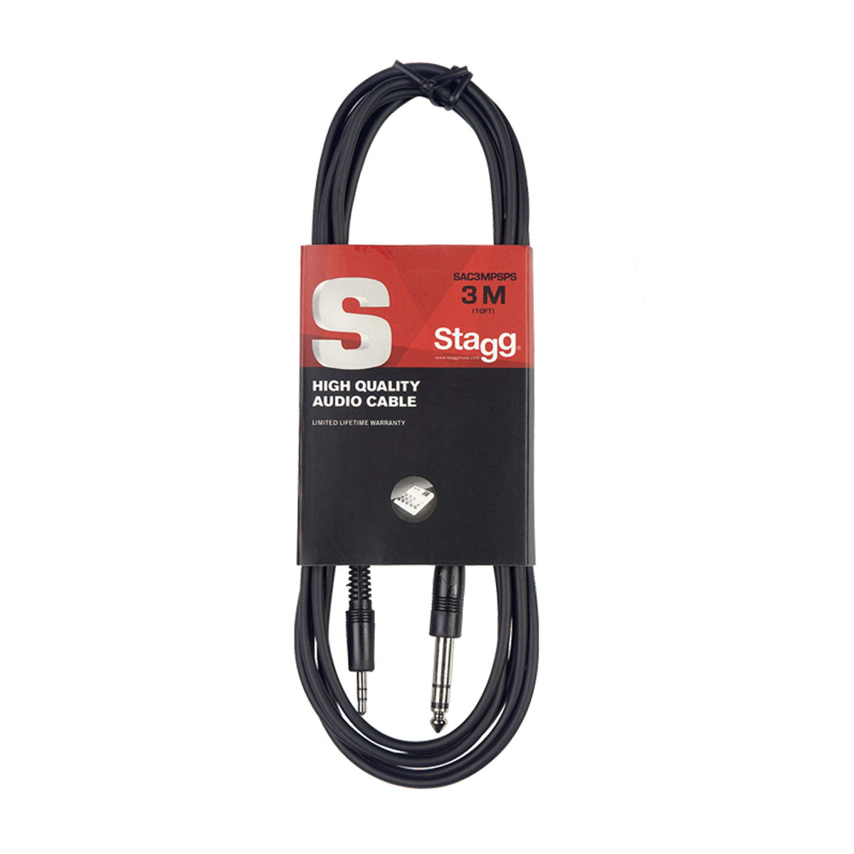 Stagg SAC3MPSPS Mini Phone Plug to Stereo Phone Plug Cable - Black