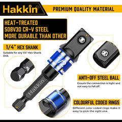 Hakkin 3PCS Impact Grade Socket Adapter/Extension Set Turns Power Drill Into High Speed Nut Driver Torque Impact Wrench. 1/4 inches, 3/8 inches, and 1/2 inches Drive