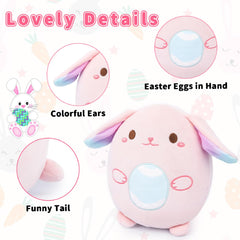 MUFEIRUO Easter Bunny Stuffed Animal Toy for Kids, Cute Pink Rabbit Plush Stuffed Bunny Plushies Doll Toys, Kawaii Easter Decor Easter Basket Stuffers Easter Gift for Boys Girls