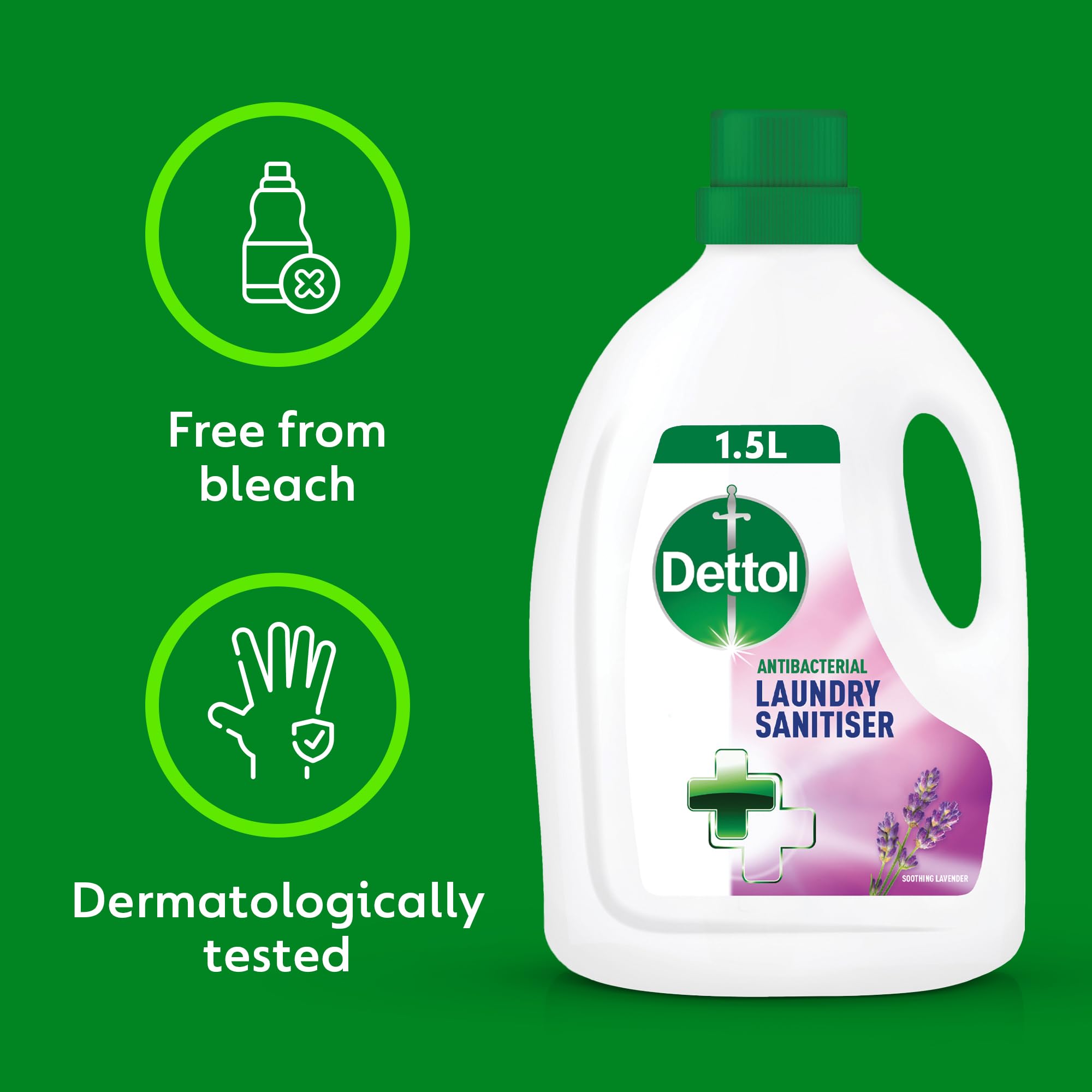 Dettol Antibacterial Laundry Cleanser, Lavender, Dermatologically Tested, 1.5 Litre