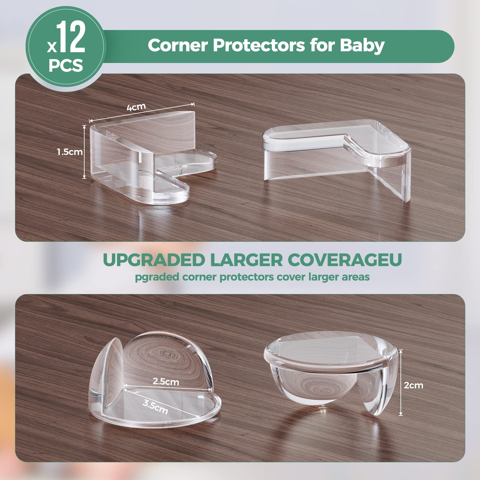 Peakally Corner Protectors for Baby 30 Pack, Thick Table Furniture Edge Protectors with Strong Adhesion, Table Corner Guard & Edge Safety Bumpers Clear