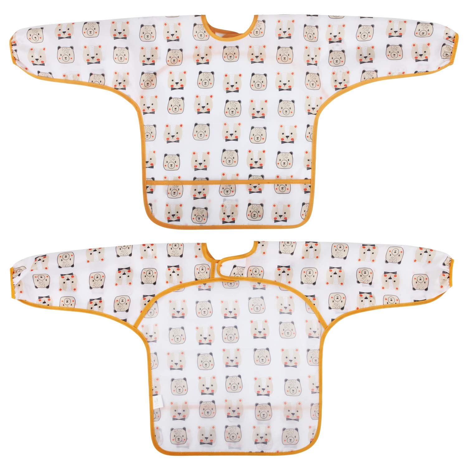 Discoball 5 pcs Baby Bibs with Sleeves - Waterproof Long Sleeve Bib Unisex Feeding Bibs Anti-Dressing Bibs Baby Drool Bibs Painting Apron Bibs for Infant Toddler 2-4 Years