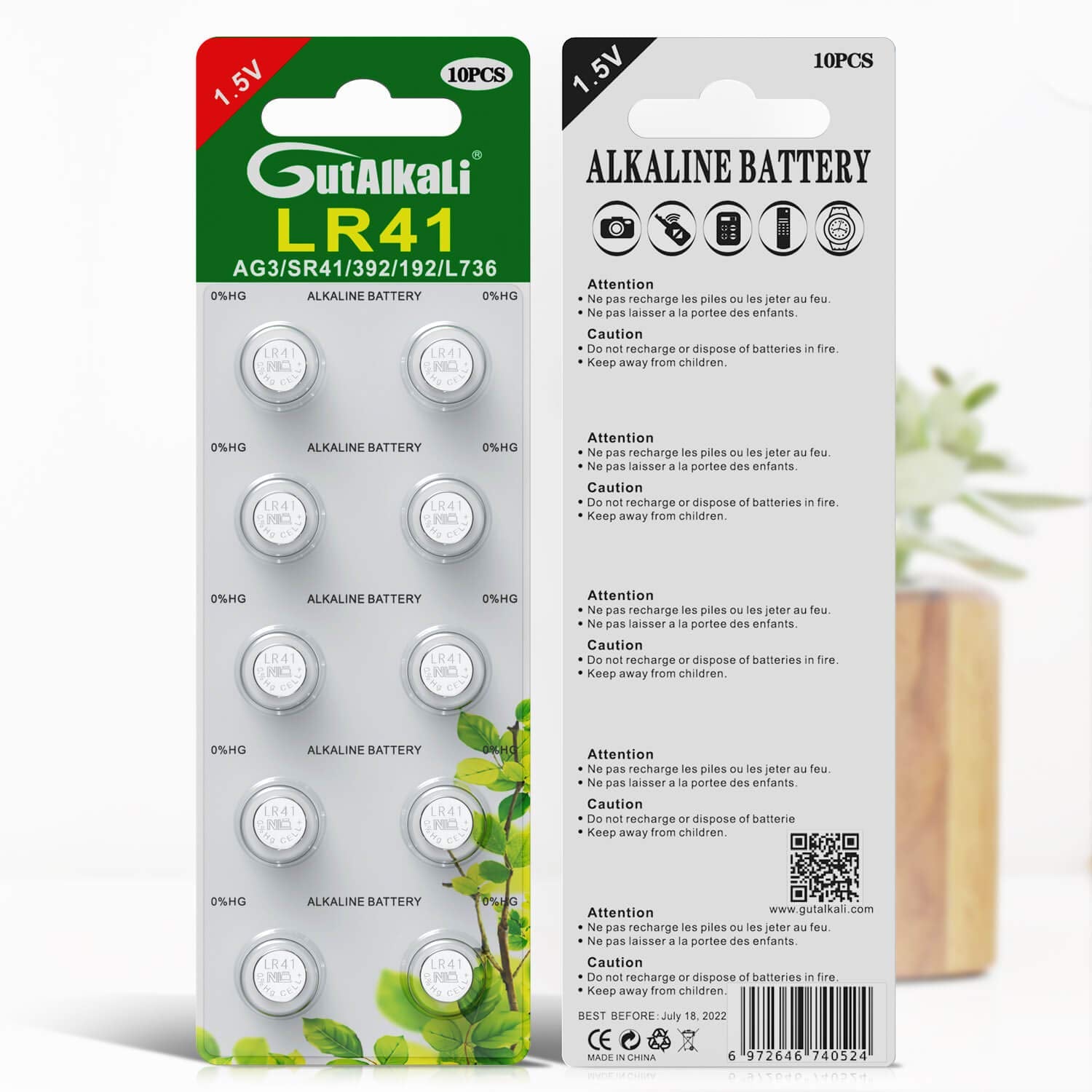 GutAlkaLi LR41 Battery Pack of 20 – 1.5V AG3 Batteries for Watches, Hearing Aids, Glucometer, Key Fobs and Small Electronics – Silver Oxide Chemistry Provides Stable Voltage and Long Lifespan