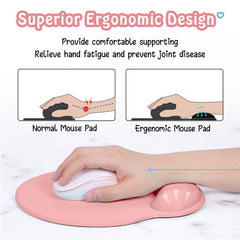 Hsurbtra Ergonomic Mouse Pad with Wrist Rest Support, Gel Mouse Pads with Non-Slip PU Base, Pain Relief Memory Foam Mousepad for Laptop PC, Cute Office Supplies Desk Decro Accessories Rose Gold