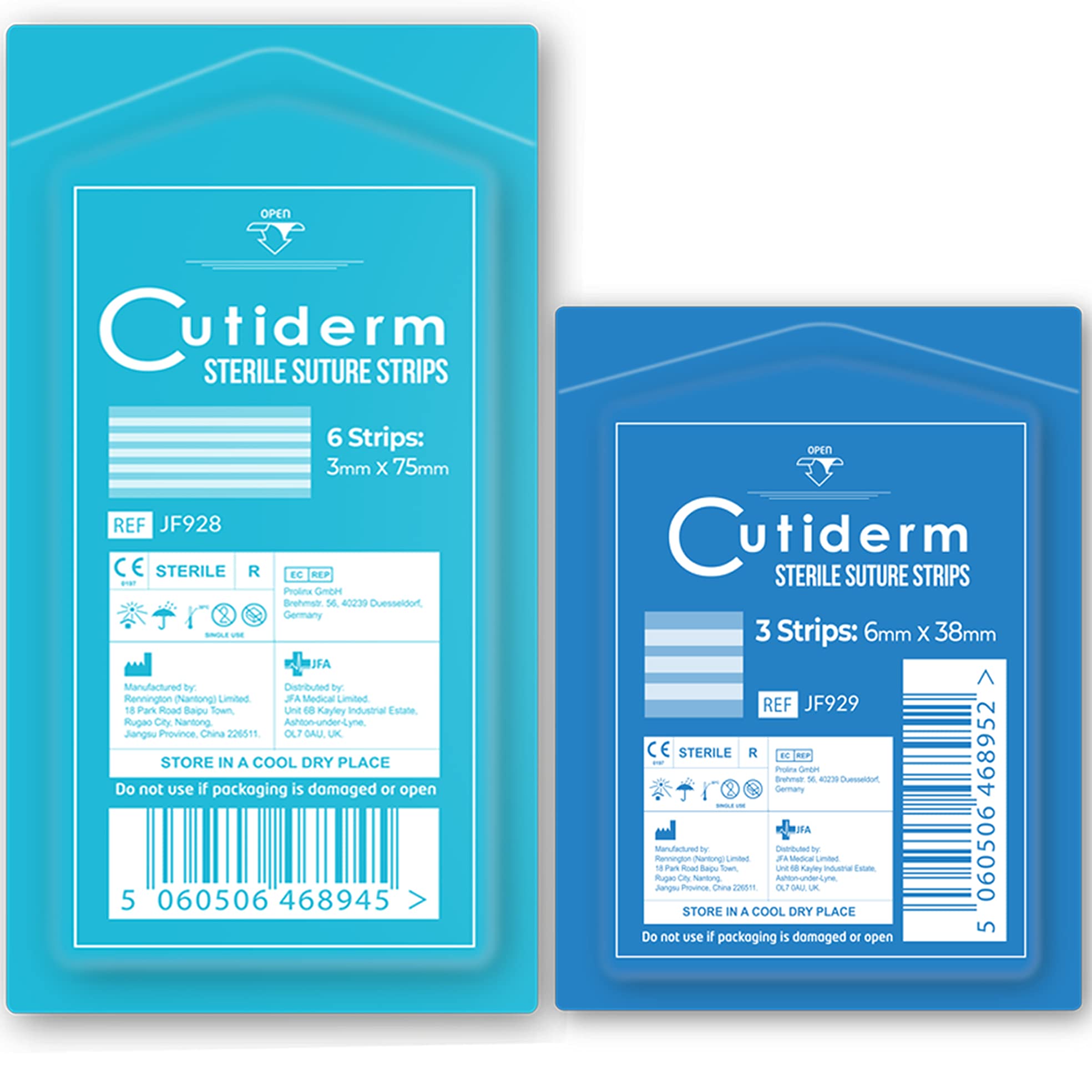 Cutiderm Sterile Skin Wound Closure Suture Strips, 4 sizes - 150 Strips