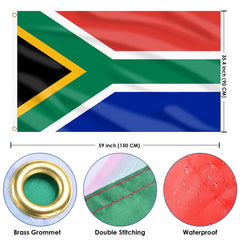 AhfuLife 1pcs South African Flag 5ft x 3ft for Olympic Decorations, Large South Africa Flags - Double Side with Brass Eyelets for Football Decorations (South Africa, 150 x 90 cm - 1 Pcs)