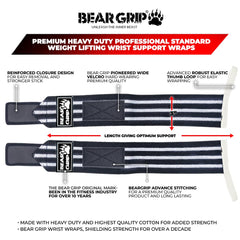 BEAR GRIP - Weight lifting wrist support wraps (Sold in pairs) (Black-White-Tessellation)