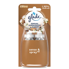 Glade Sense & Spray Air Freshener Refill, Motion Activated Automatic Room Spray and Odour Eliminator for Home, Sandalwood & Jasmine, Duo Pack (2 x 18ml)