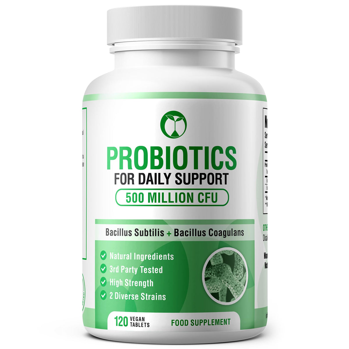 Probiotics for Gut Health Daily Probiotic Complex Supplements for Men & Women 120 Tablets Bacillus Subtilis & Coagulans 500 Million CFU Live Bacteria 3rd Party Tested Made in The UK (120 Tablets)