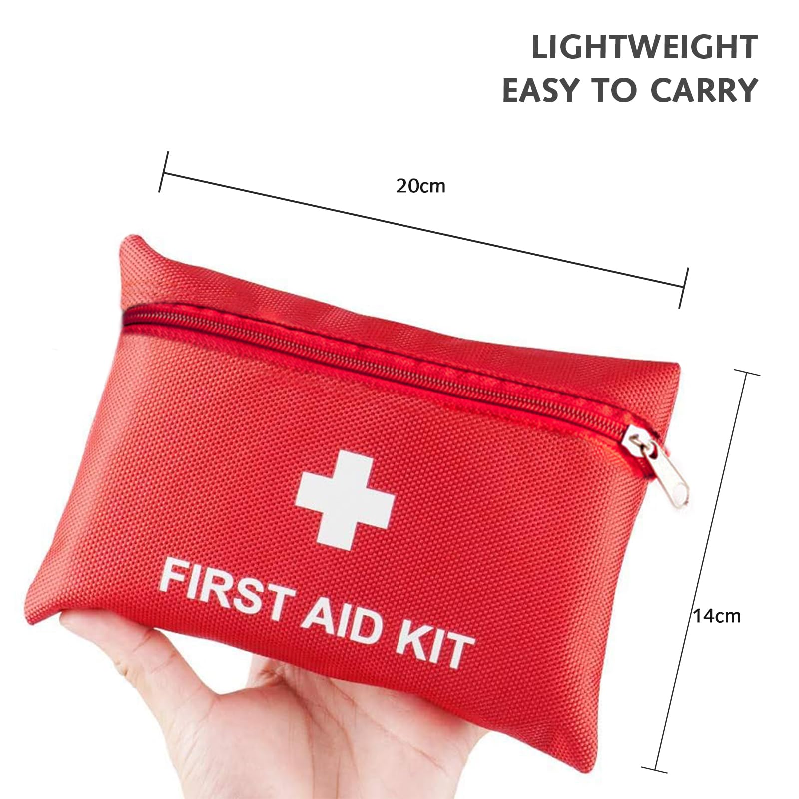 Medi Mini First Aid Kit, 14 kinds74 Pieces Small First Aid Kit for Travel, Home, Office, Vehicle, Camping, Workplace & Outdoor (Red)