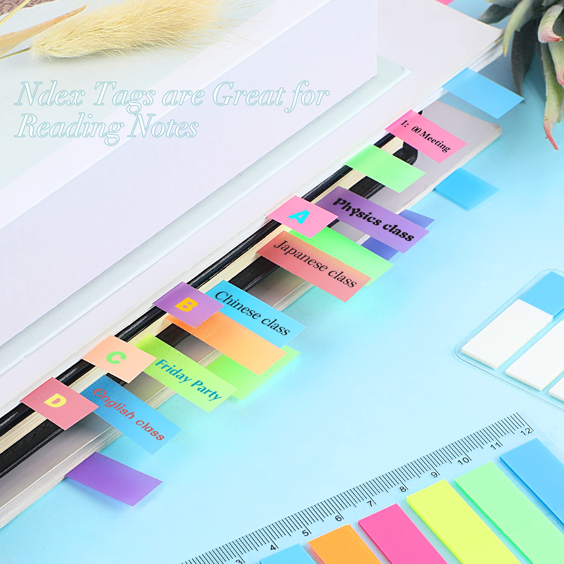 JANYUN 560PCS Page Markers Sticky Index Tabs Colored Flag Tabs Arrow Tabs for Book Marks, Translucent Sticky Notes for School Office Reading