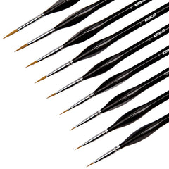 KINBOM 9 Pieces Fine Detail Paint Brush Miniature Painting Brushes Kit Mini Paints Brush Set for Acrylic, Watercolor, Oil, Face, Nail, Scale Model Painting, Line Drawing(Black)