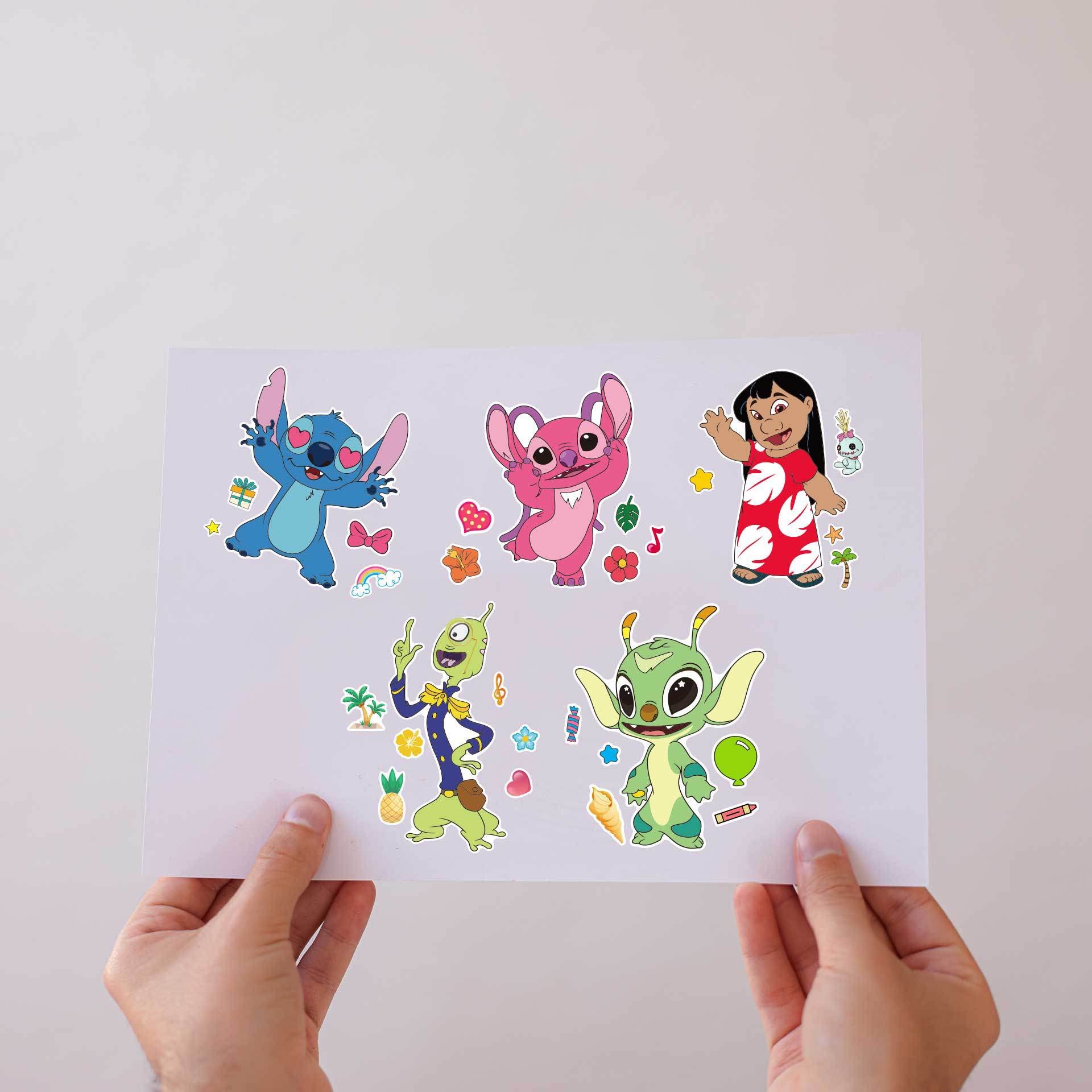 16 Pcs Stitch Face Stickers Sheets for Children Party Bags, Make Your Own Stickers Characters DIY Stickers for Kids Party Favor Supplies Craft