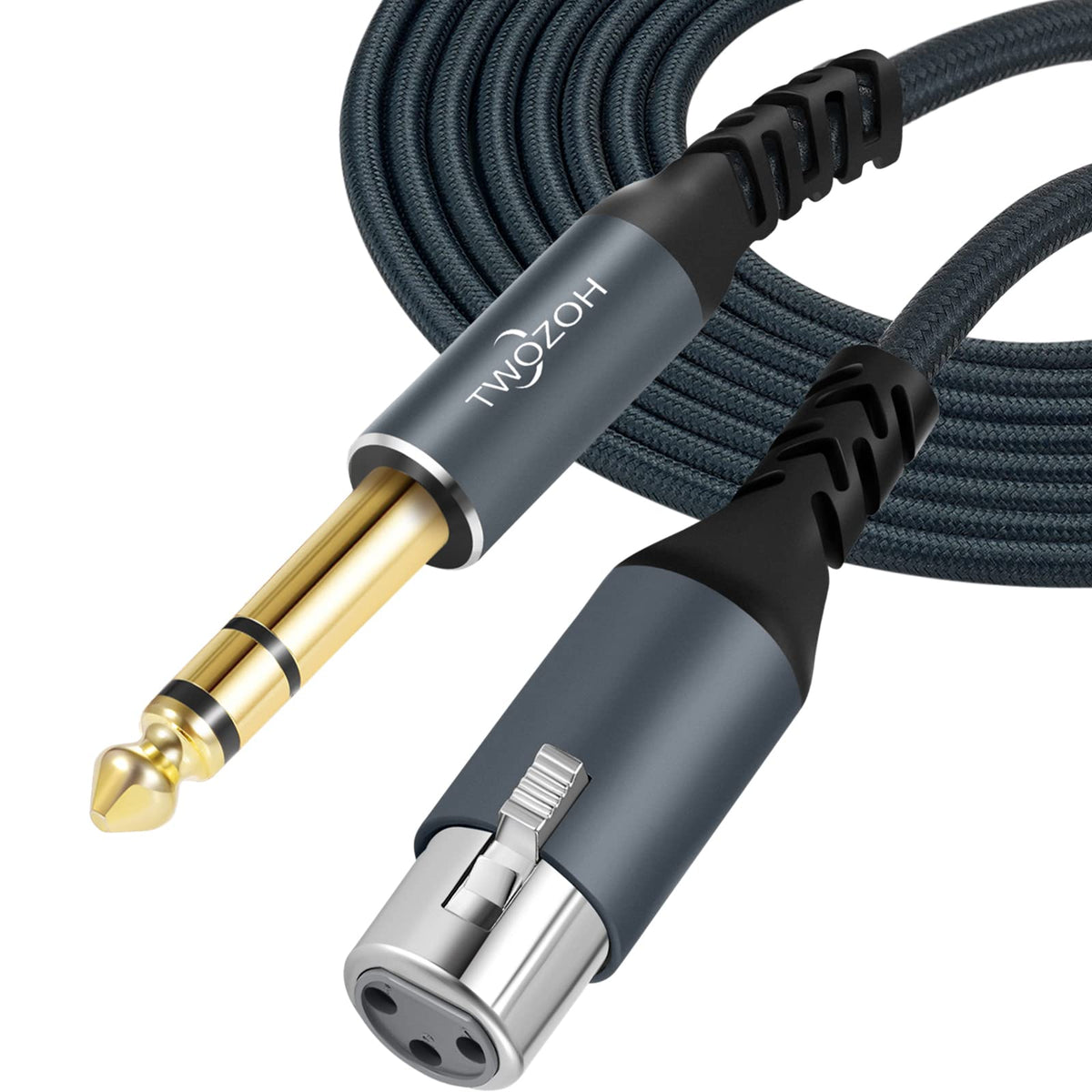 Twozoh XLR Female to 1/4 TRS Cable 3M, Braided 6.35mm Stereo Jack balanced to 3pin XLR Microphone Cable (Professional/HiFi)