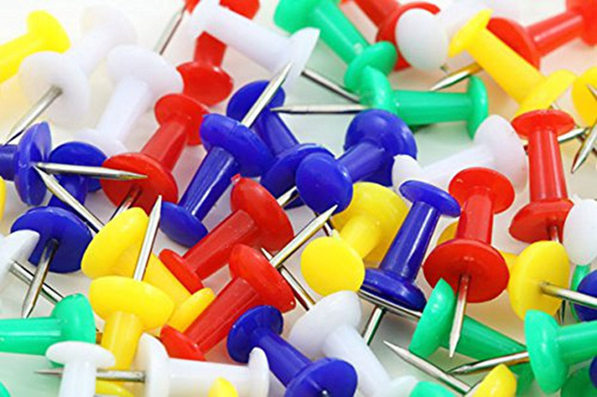 100 Drawing Colourful Plastic Push Pins Stationery for Cork Notice Board