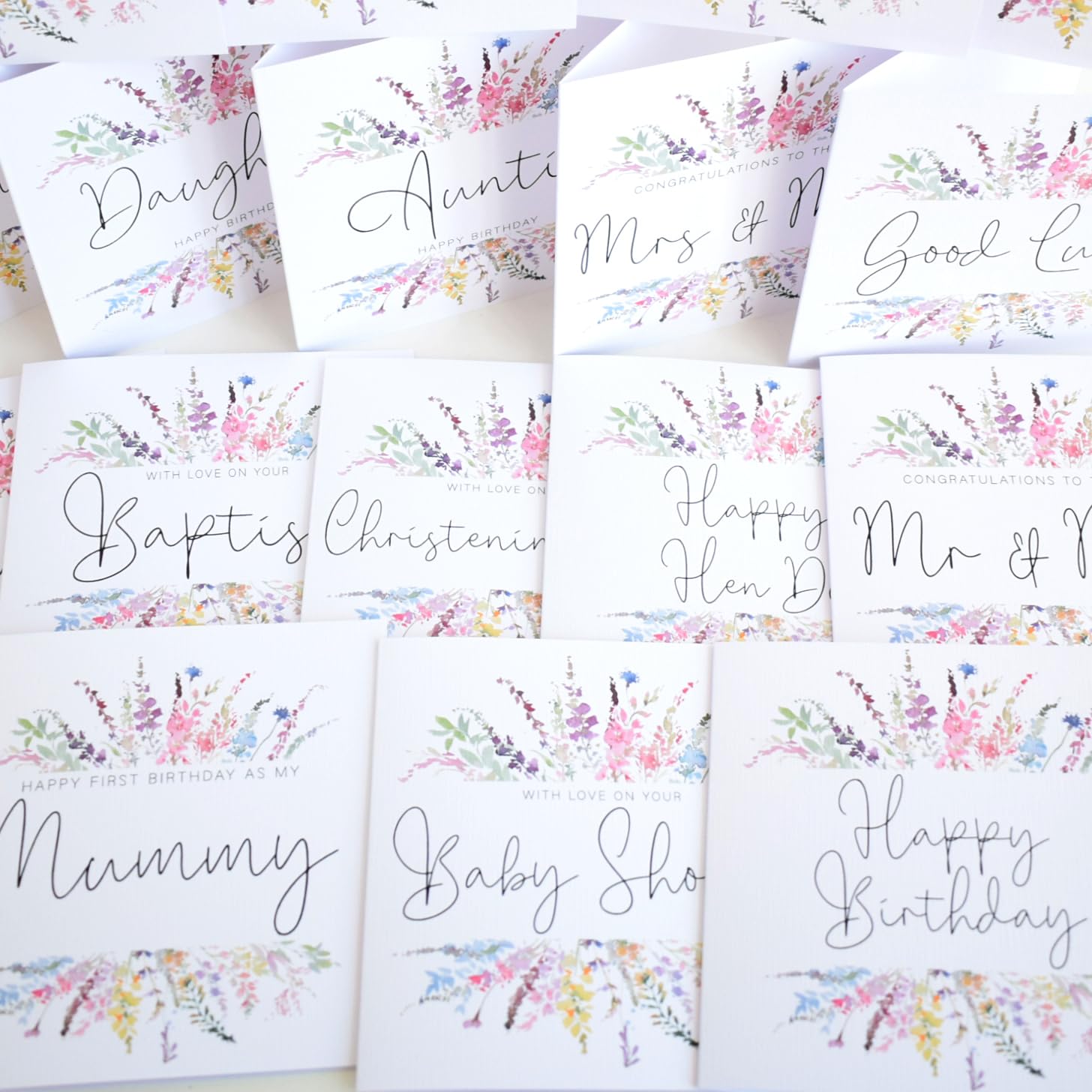 Baby Shower Card   Pregnancy Congratulations   Mummy To Be Card   Rainbow Spring Wildflowers   148mm Square Modern Greeting Card