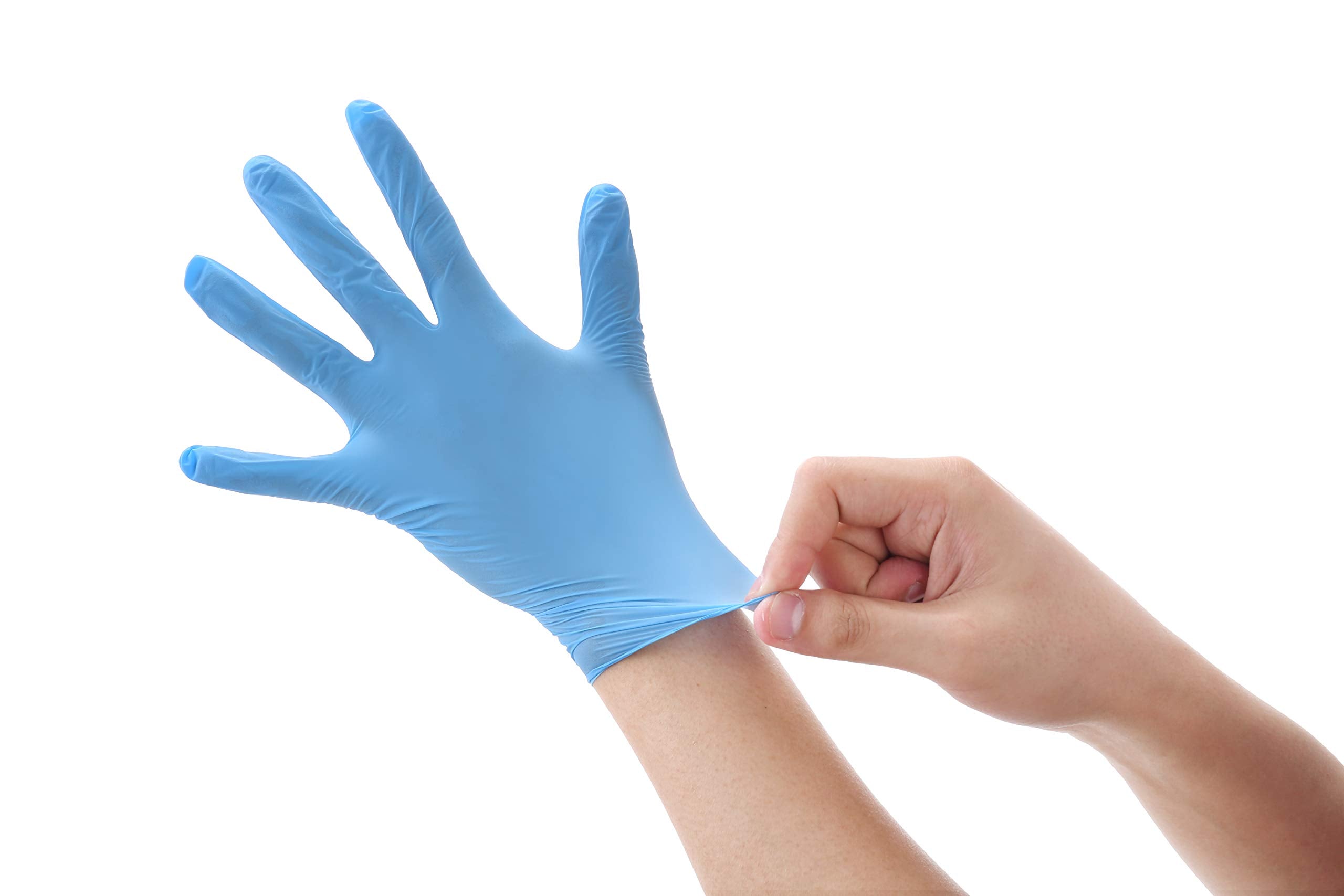 Disposable Nitrile Gloves, Powder Free, Blue, Size M (Pack of 200 Pieces)