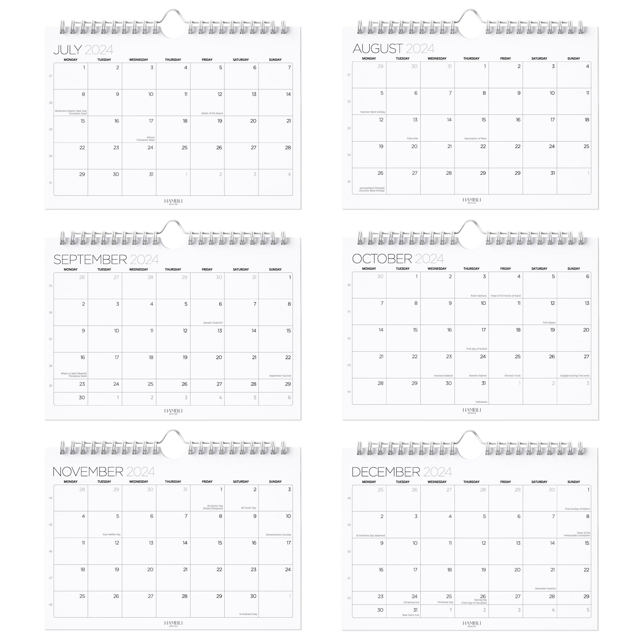 Wall Calendar 2024/25-18 Month Planner July 2024-Dec 2025 - A4 Landscape Wall Planner 2024-2025, Full Year Family Calendar 2024 2025 - Wall Calendar 2024-2025 - Home, Office 18 Month Diary 2024-2025