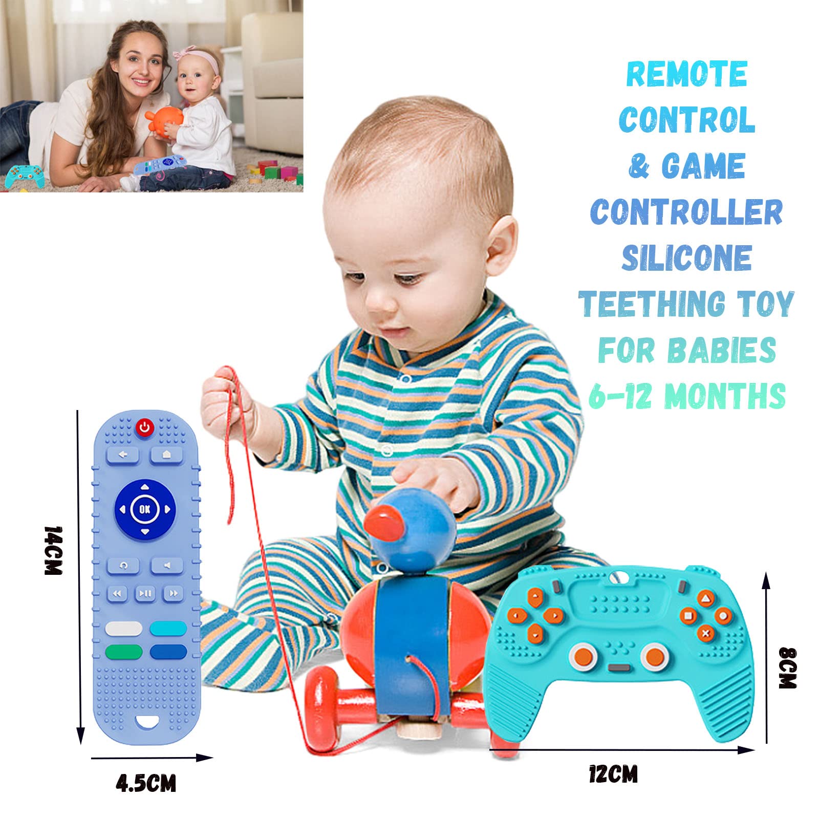 2PCS Silicone Baby Teething Toys Remote Control, Remote Control & Game Controller Silicone Teething Toy (White)