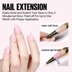 TOMICCA 5 in 1 Builder Nail Gel- 15ML Builder Base Strengthening Light Pink Nail Gel for Hard Strong Nails Tips & Extensions, UV Nail Gel Polish for Nails Repair,Nail Art Decoration Easy to Shape