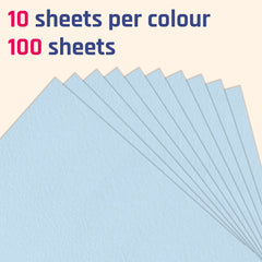 10 Colours, A5 120gsm Coloured Art Paper, 100 Sheets