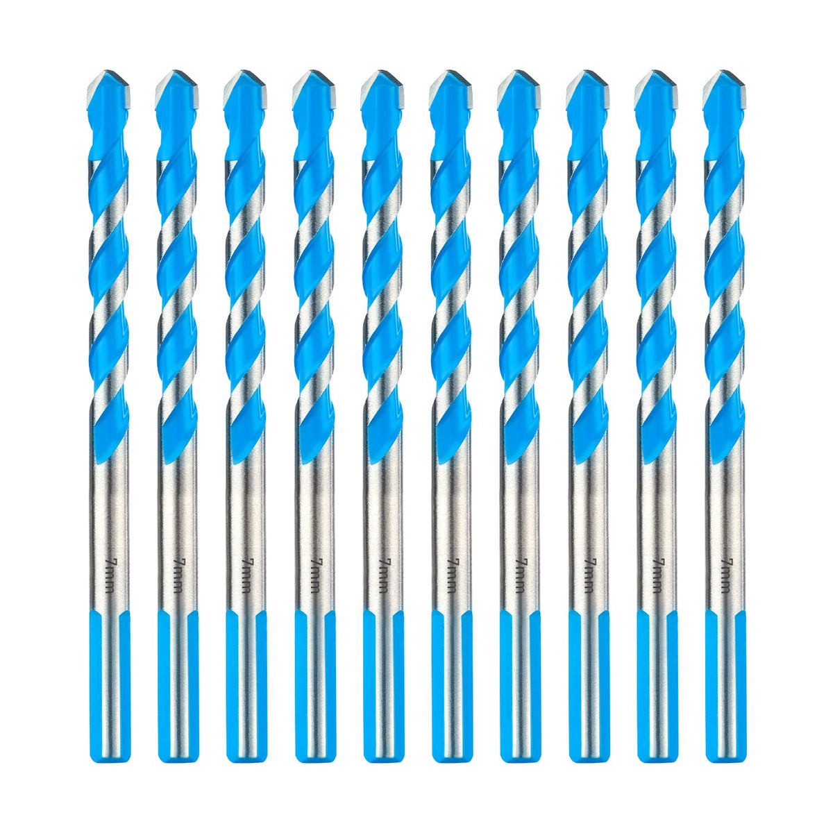 toolant 7mm Concrete Drill Bit Set & Masonry Drill Bit Set, Shockproof Hammer Drill Bit Set for Concrete/Glass/Brick/Plastic/Cement/Tile, Industrial Strength Carbide Drill Bit Tip, 7mm Box of 10