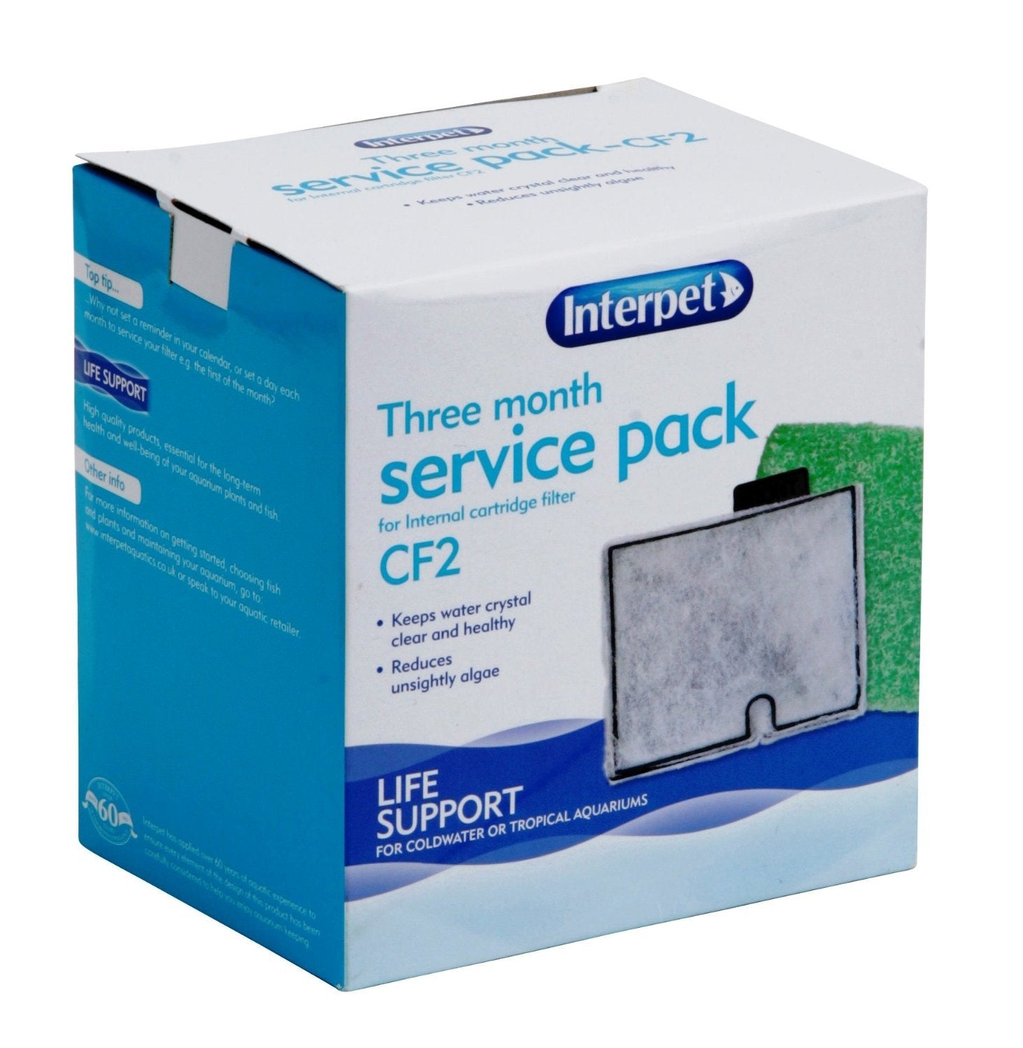 Interpet 3 Month Service Pack for the Internal Cartridge Filter CF2 (3 x Filter Cartridge, 3 x Algaway Pad),package may vary (Pack of 2)