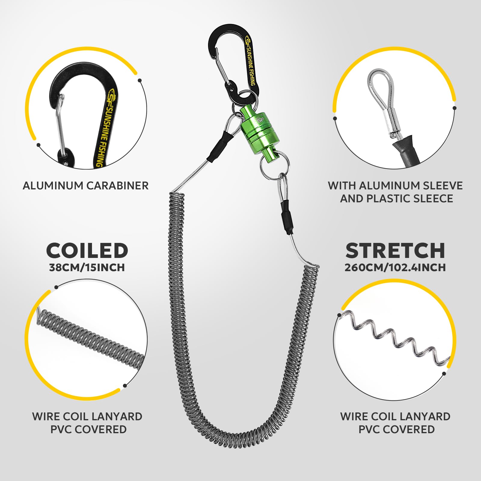 SF Strongest Magnetic Release Holder with Coiled Lanyard Carabiner - Green