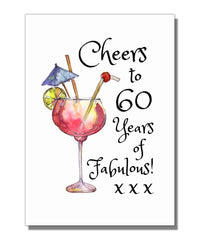 Cheers to 60 Years of Fabulous - Fun 60th Birthday Card For Women