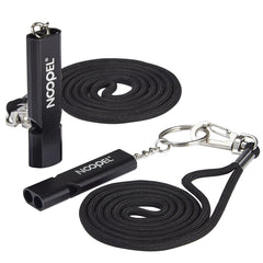 Noopel Emergency Survival Whistle Double Tubes Safety Whistles 2 pack with lanyard and keychain for Boating Outdoor Camping Hiking Hunting Sports Dog Training (2 Pack Black)