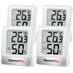 ThermoPro TP49 Digital Room Thermometer Indoor Hygrometer Mini Temperature Monitor Humidity Meter for Home Office Air Comfort Thermo Hygrometer, 4 Pieces